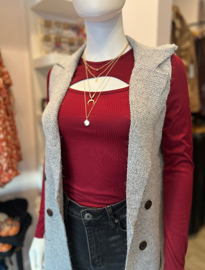 Cranberry Peekaboo Top