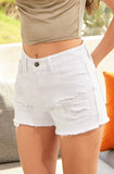 White Distressed Jean Shorts