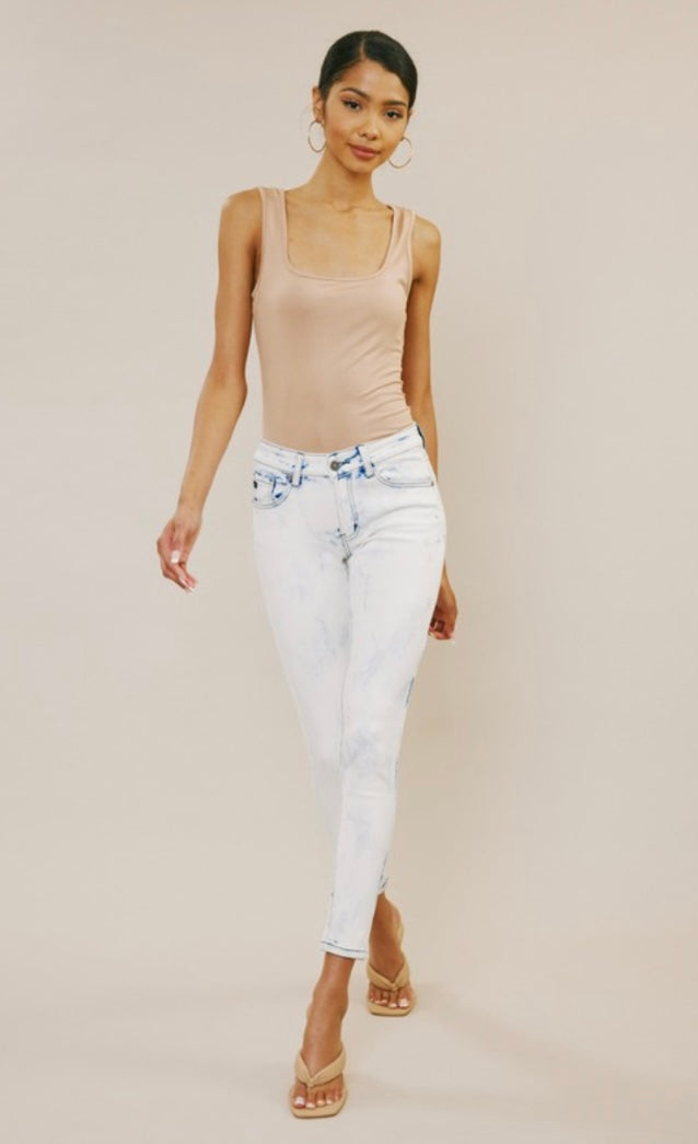 Whit Acid Wash Midrise Skinny Jeans