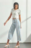 Striped Wide Leg Cropped Jeans