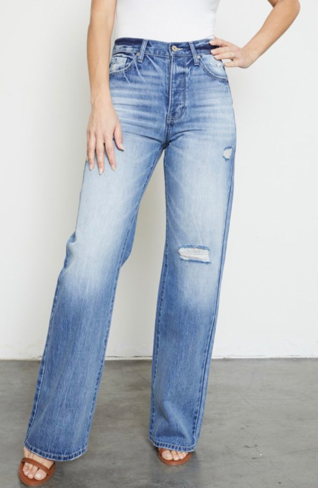 Light High Rise Wide Leg Jeans