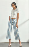 Striped Wide Leg Cropped Jeans