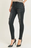 Black High Rose Vintage Skinny Jeans