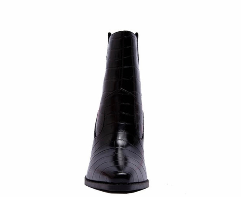 Black Croco Bootie