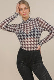 Mesh Houndstooth Bodysuit