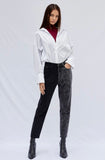 Black Two Tone Mom Jeans