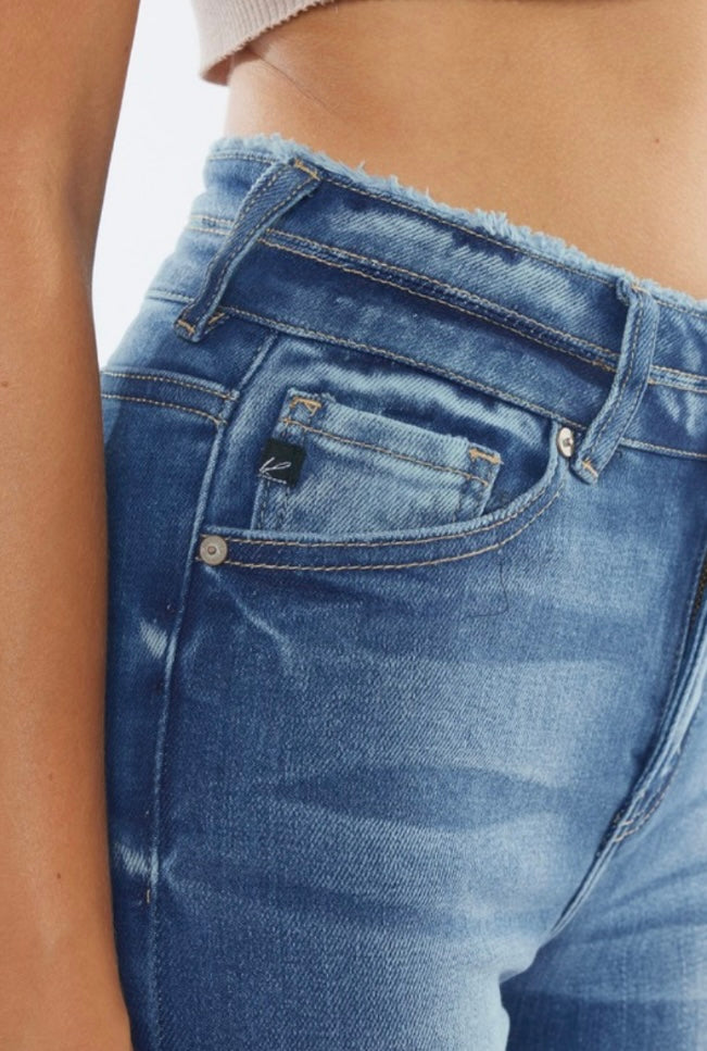 Frayed High Rise Ankle Skinny Jeans