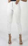 White Button Fly Skinny Jeans