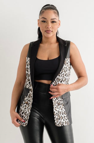 Leatherlike Leopard Vest