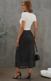 Black Sequin Midi Skirt
