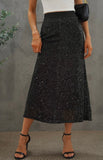Black Sequin Midi Skirt
