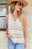 Cream Tassel Tank