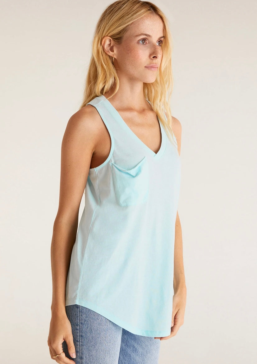 Iced Turquoise Pocket Tank