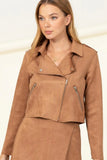 Camel Cropped Moto Jacket