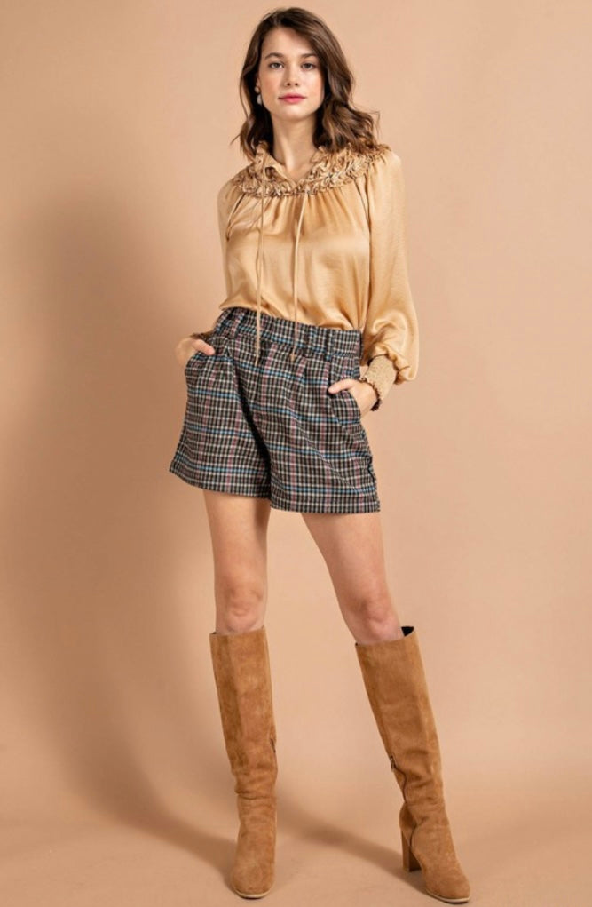 Mocha Plaid Shorts