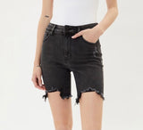 Black Distressed Bermuda Shorts