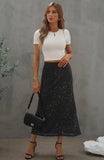 Black Sequin Midi Skirt