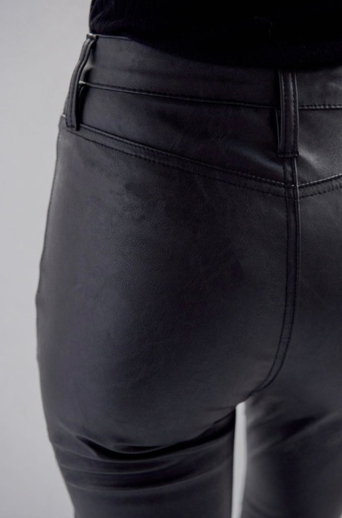 Black Vegan Leather Zip Pants