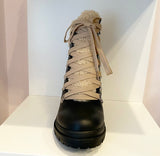 Black Lace Up Sherpa Booties