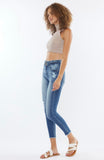 Frayed High Rise Ankle Skinny Jeans