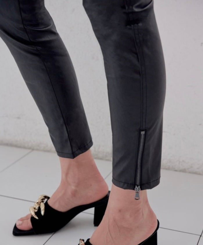 Black Vegan Leather Zip Pants